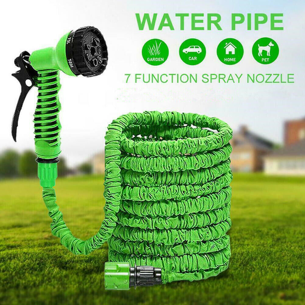 100 FT 100 Feet Expandable Flexible Outdoor Garden Water Hose Spray Nozzle