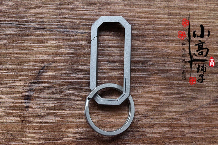 Outdoor TC4 Titanium Key chain Carabiner with Key Ring Hang Buckle EDC Tool 07FC0E-D4 - KOEEK