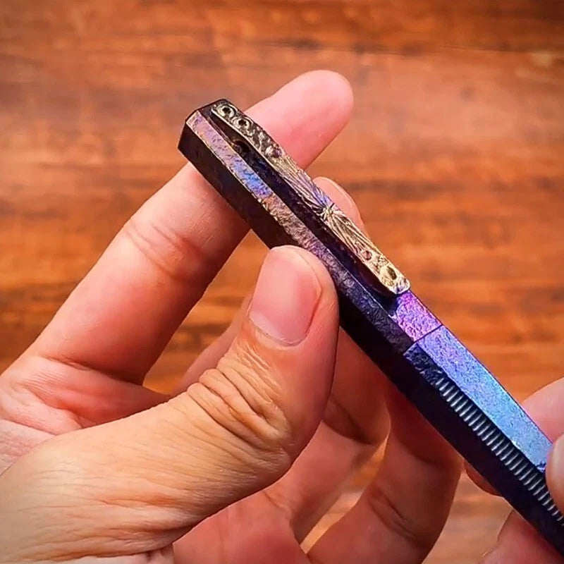EDC Titanium Meteorite Pattern Pocket Ballpoint Pen Office Signature Stationery 07FC0E-D4 - KOEEK