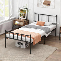 Classic metal platform bed frame with steel rail support mattress base 07FC0E-D4 - KOEEK
