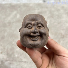 6.5cm Agarwood Handcarved Four Sided Buddha Statue Tea Pet Health Ball Ornament 07FC0E-D4 - KOEEK