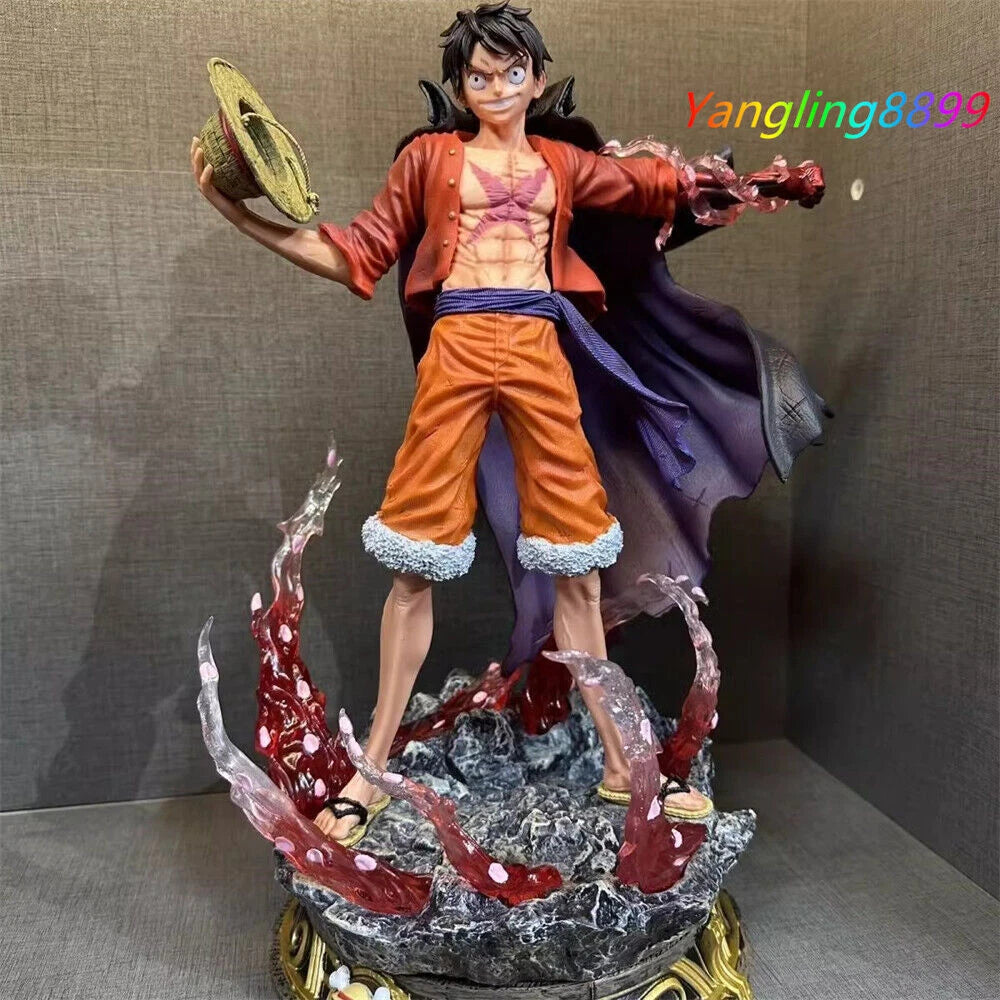 Anime Toy Monkey D. Luffy GK PVC Statue Model Figure w/ 2 Heads Fan Collect 40cm 07FC0E-D4 - KOEEK
