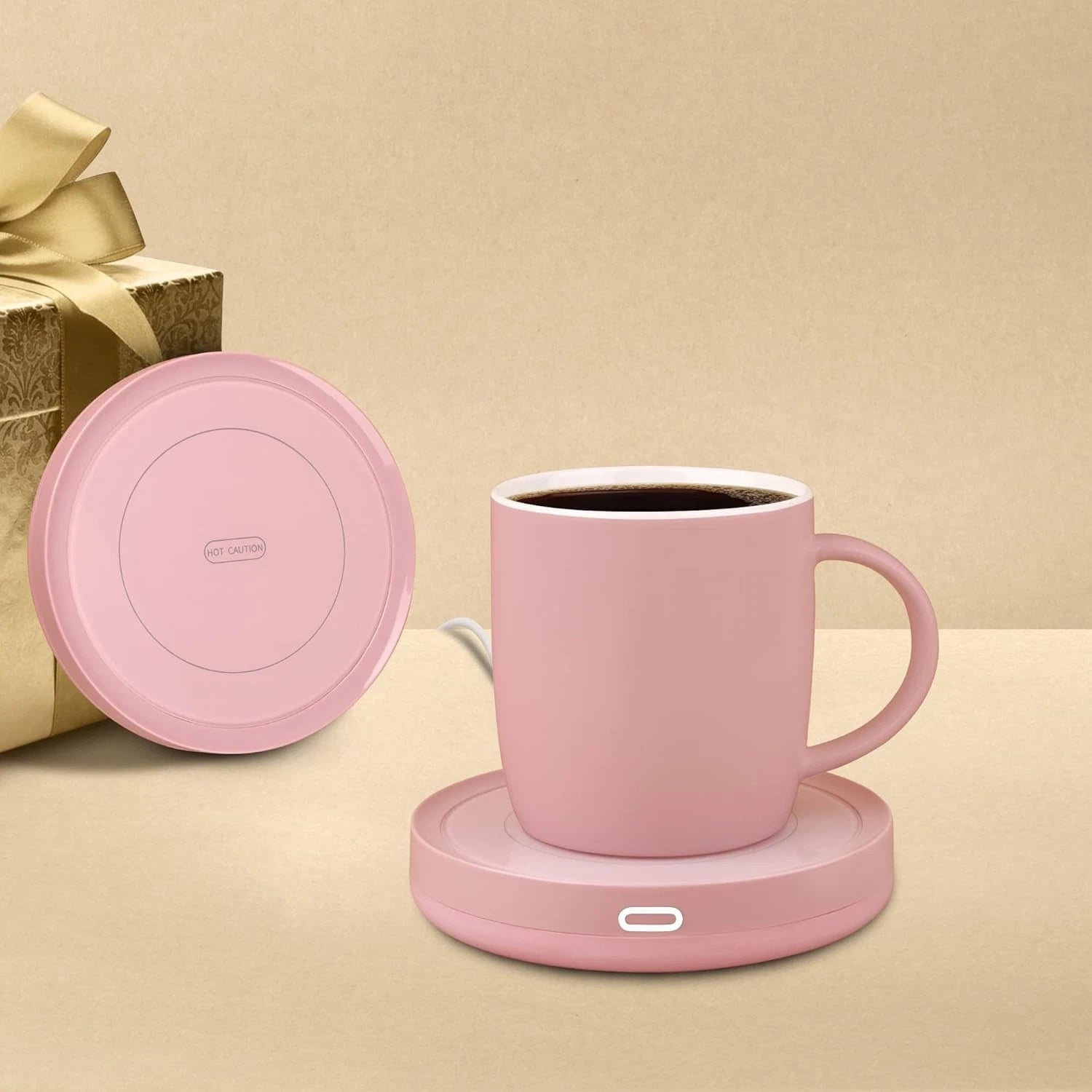 Smart Coffee Set Plate (maximum temperature 131°F/55°C), 14 oz (pink set) 07FC0E-D4 - KOEEK