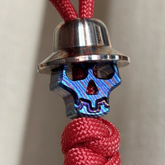 EDC Damascuse Titanium Knife Lanyard Bead Pendant Parachute Cord DIY Keychain 07FC0E-D4 - KOEEK