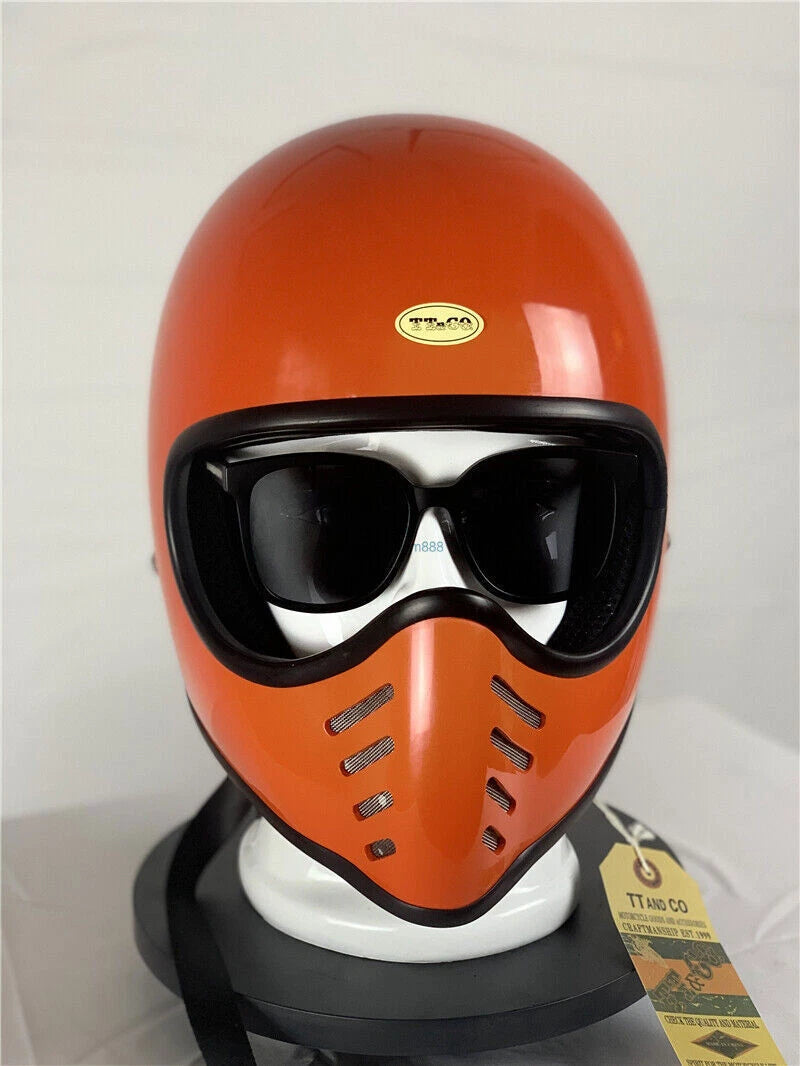 Japan Full Face Rider Motorcycle Helmet Retro Small Motorbike Helmet W/Goggles 07FC0E-D4 - KOEEK