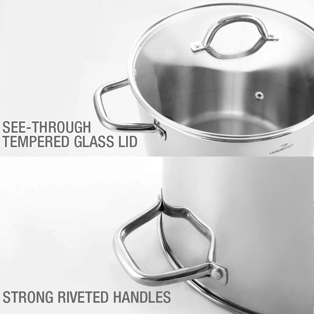8-Quart Stock Pot with Lid (Nickel-Free Stainless Steel) -Polished Stock Pot 07FC0E-D4 - KOEEK