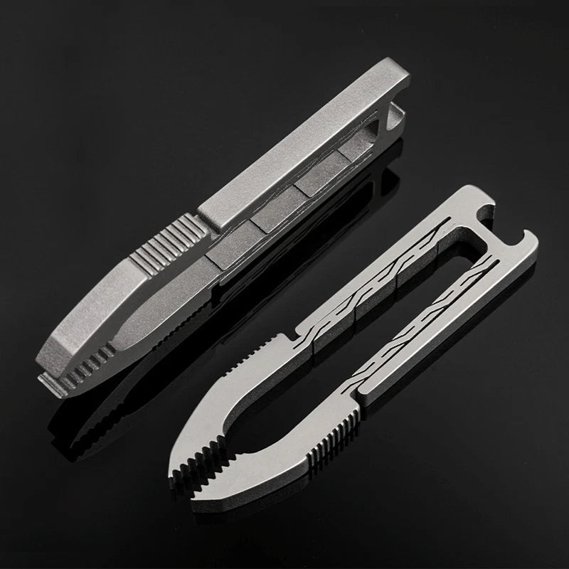 MINI TC4 Titanium Tweezers Bottle Opener Portable Outdoor Camping EDC Keychain 07FC0E-D4 - KOEEK