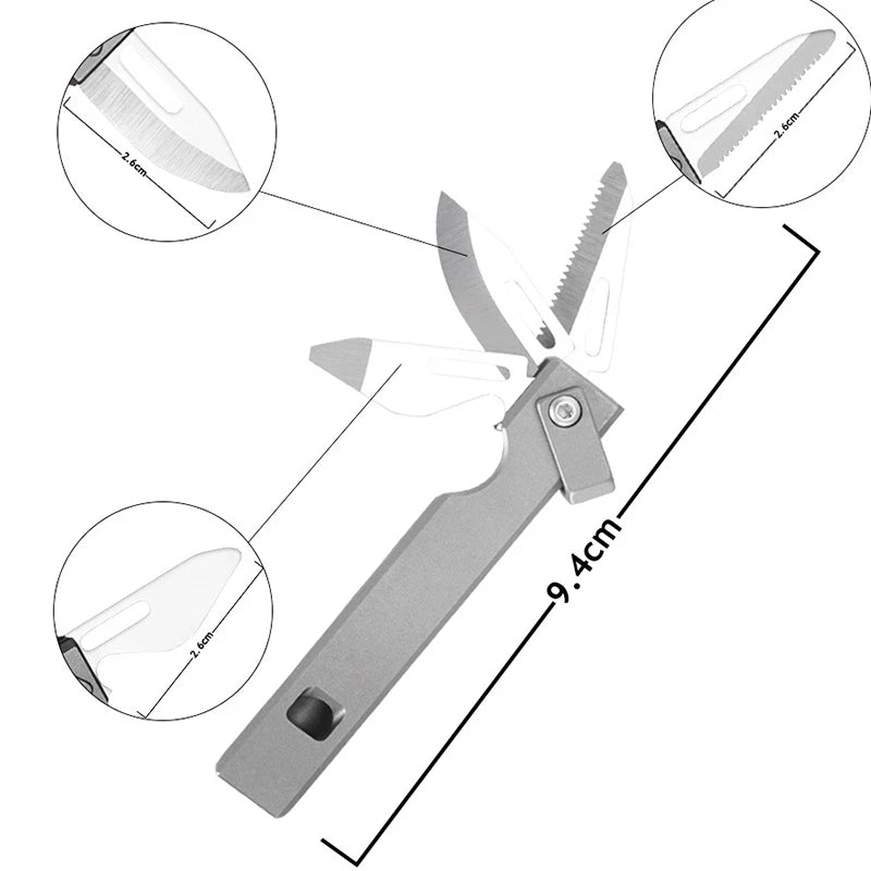 5-in-1 Pocket Safety Whistle Multi Purpose tool Outdoor Camping Folding Blade 07FC0E-D4 - KOEEK