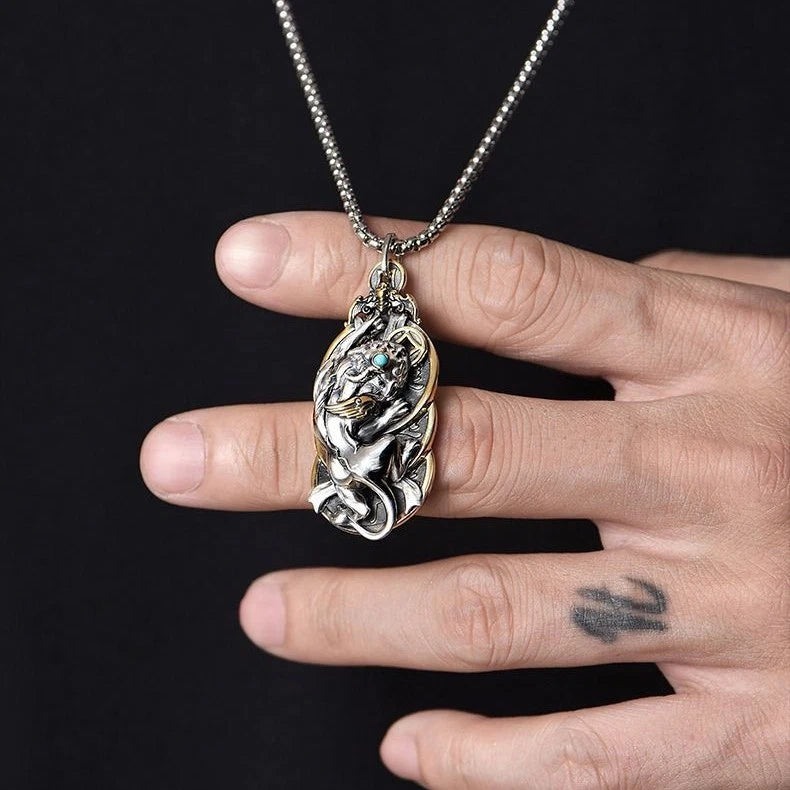 Pixiu Pendant Necklace Chinese Style Vintage  Charm Gift 07FC0E-D4 - KOEEK