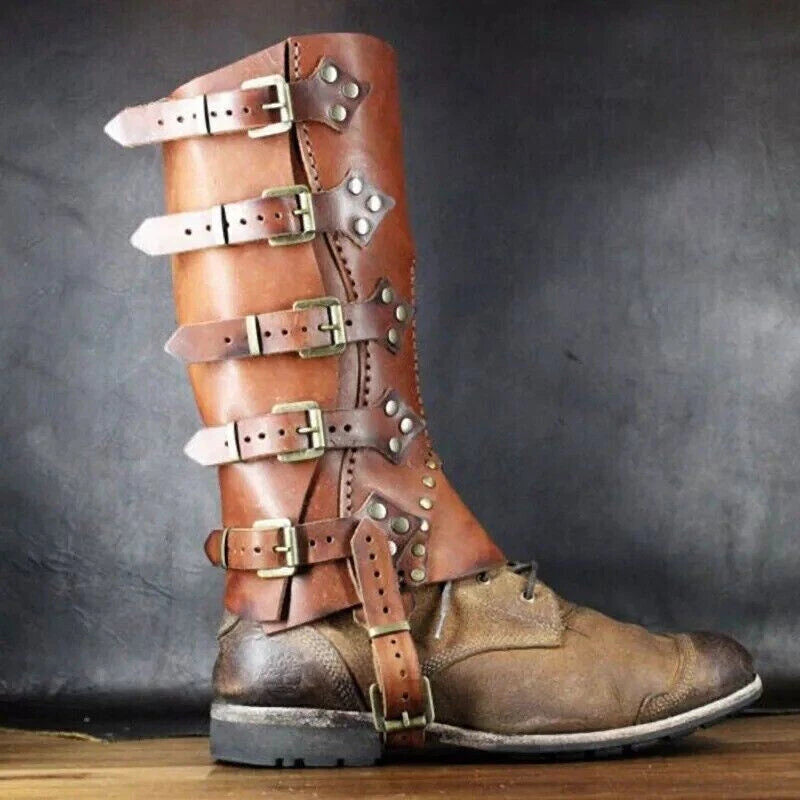 Medieval Gaiters Knight Faux Leather Shoes Cover Warrior Leg Armor Boot Covers 07FC0E-D4 - KOEEK