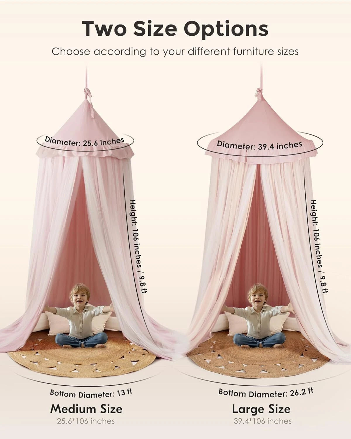 Bed Canopy with Star Lights, Double Layer Canopy for Bed, Princess Play Tent 07FC0E-D4 - KOEEK