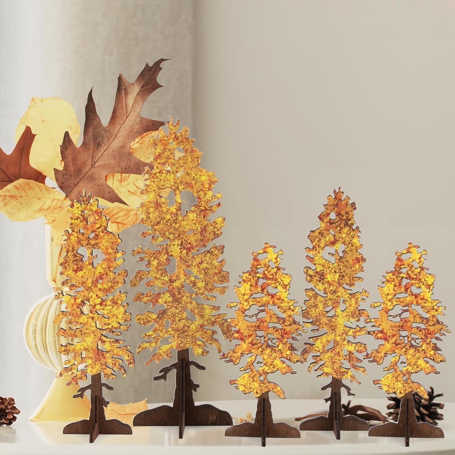 new DAZONGE Fall Decor - 5PCS Wooden Standing Trees Signs - Yellow DAZONGE - KOEEK