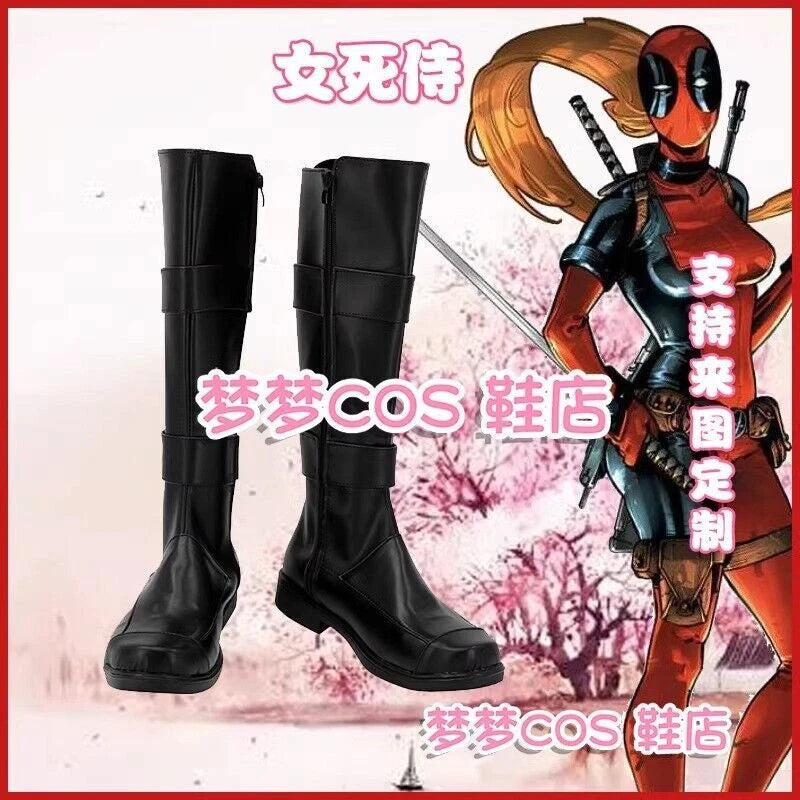 Deadpool Cosplay High Black Boot Women Shoes Anime Accessories Halloween Gift 07FC0E-D4 - KOEEK