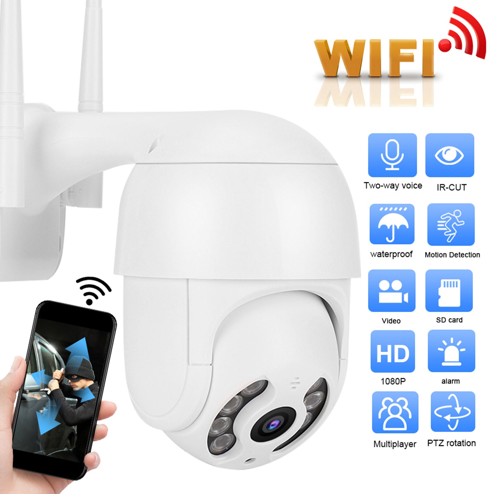 new (U.S. Regulations) Pan Tilt CCTV Professional WiFi Camera Home Camera koeek - KOEEK