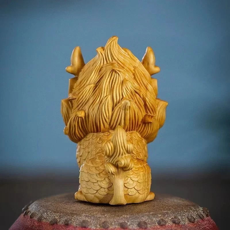 Thuja Wood Qilin Figurine Handheld Car Home Decor  Beast Ornament 07FC0E-D4 - KOEEK