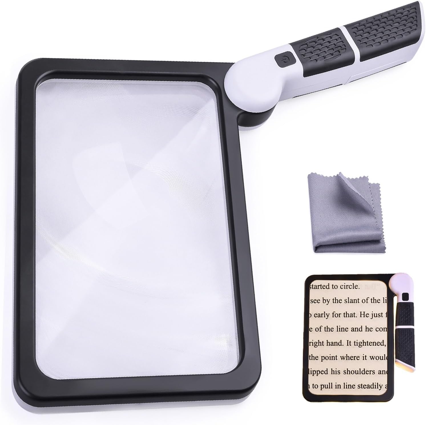 new Magnifying Glass with Light, Page 5X Folding Handheld Rectangular Black