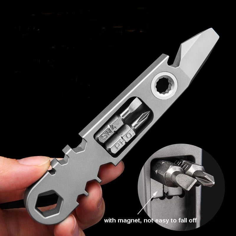 Titanium Alloy Pocket Pry Bar Ratchet Wheel Crowbar Outdoor Multi Tools EDC 07FC0E-D4 - KOEEK