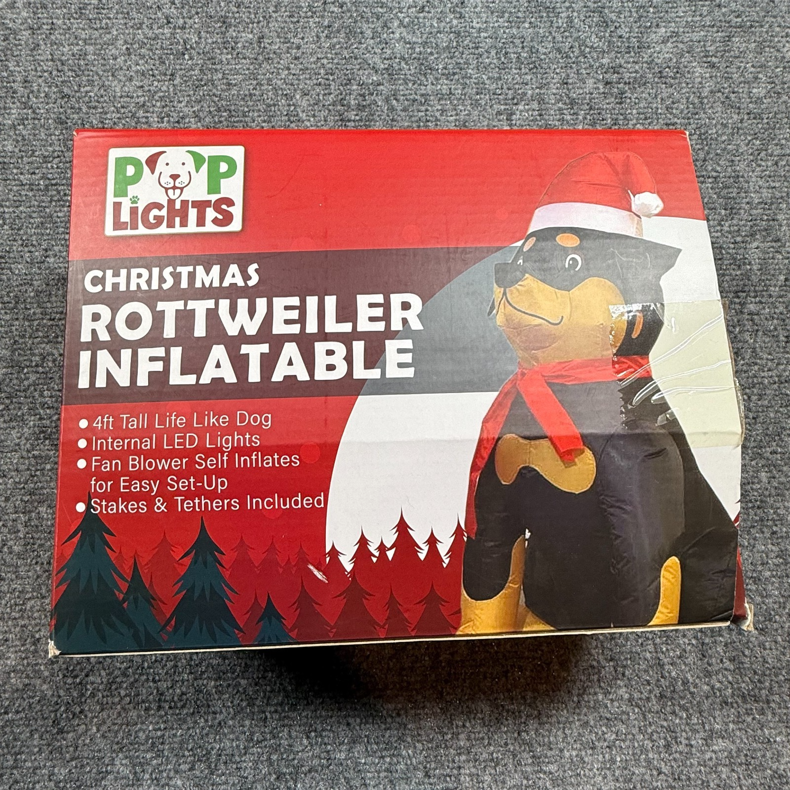 POP LIGHTS 4 ft Christmas inflatable Rottweiler Dog LED blow up yard decor 07FC0E-D4 - KOEEK