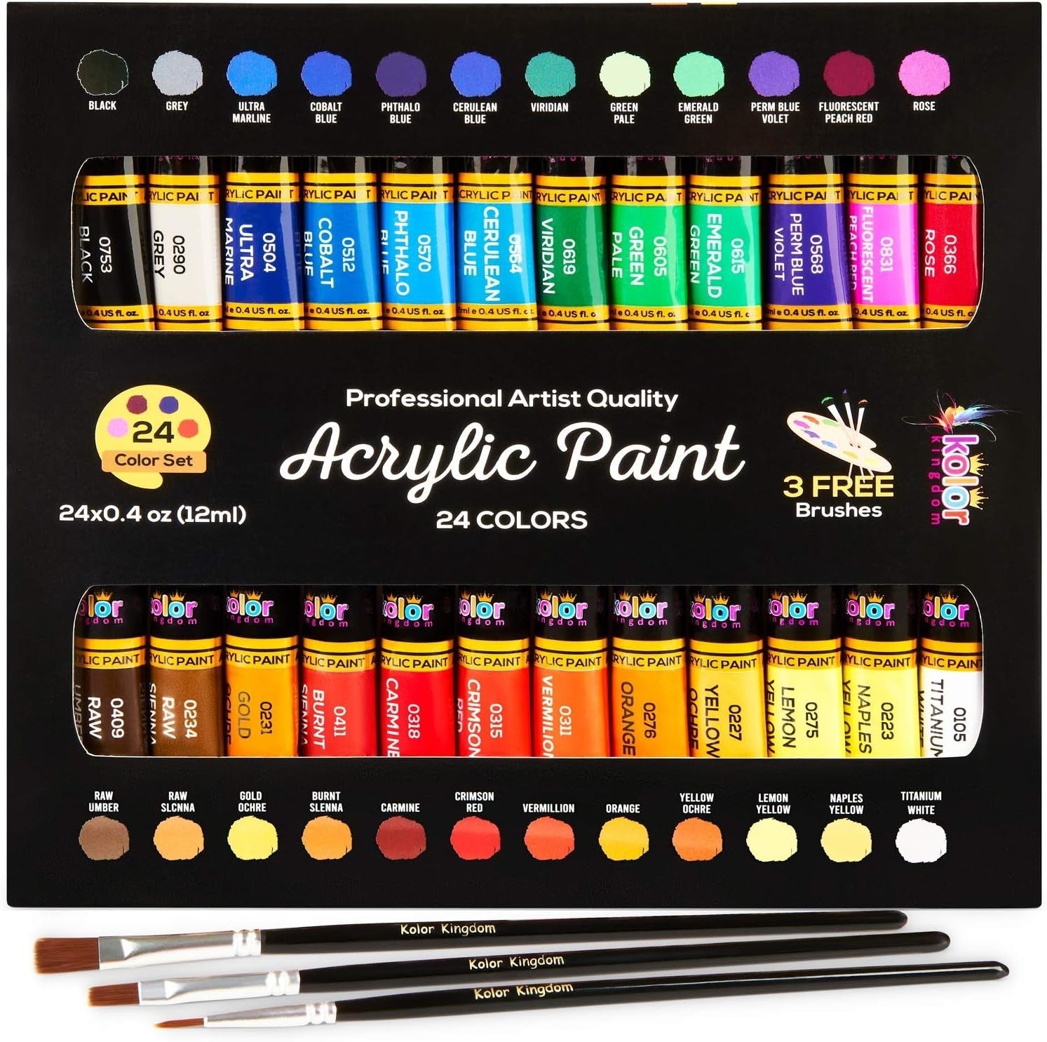new Acrylic Paint Set Canvas Art Paints 24 0.36 Fl Oz (Pack of 27), ASSORTED 07FC0E-D4 - KOEEK