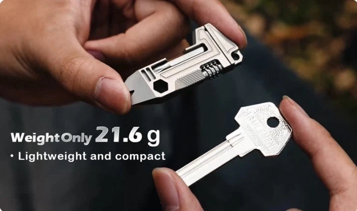 EDC Titanium Multi-Tools Adjustable Wrench Pocket w/ Bit Holder Keychain Gadget 07FC0E-D4 - KOEEK