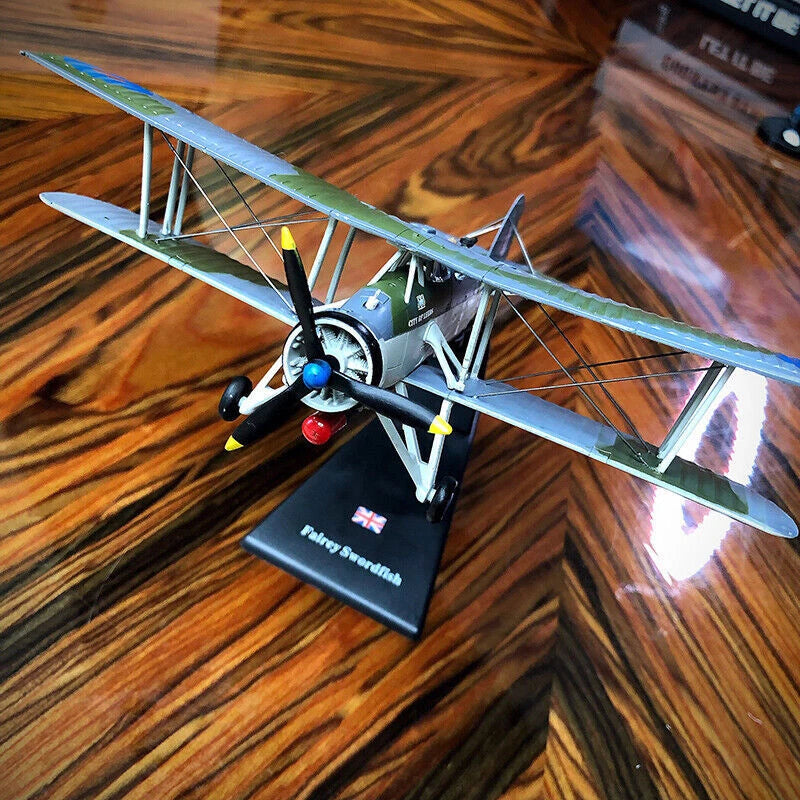 1/72 WWII UK Fairey Swordfish Fighter Aircraft Static Display Alloy Model 07FC0E-D4 - KOEEK