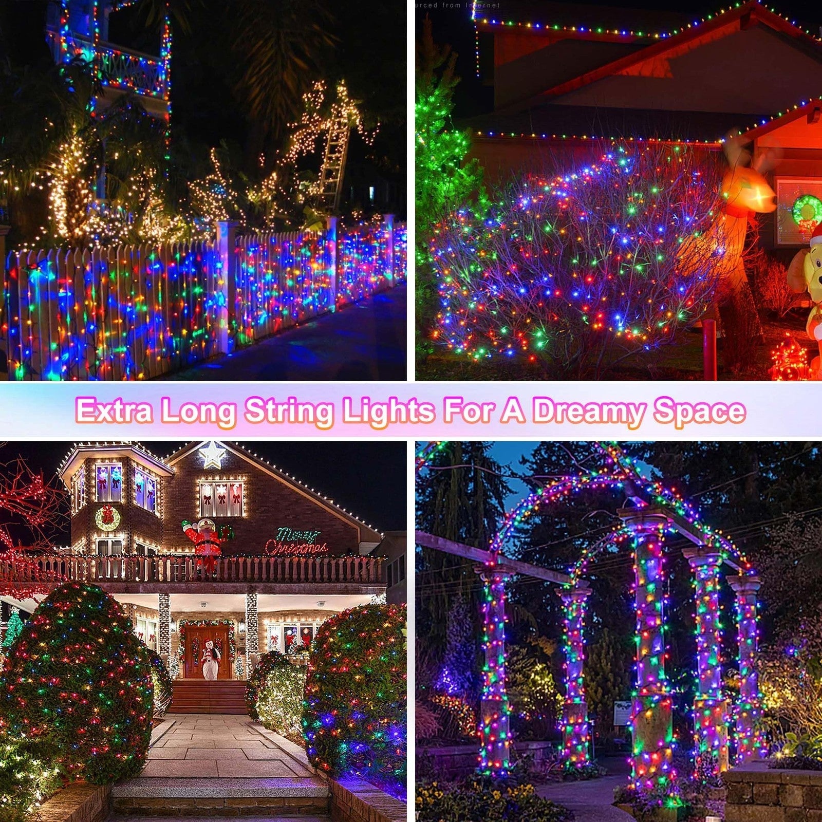 weillsnow 500 LED Multicolor Outdoor Christmas Lights 164Ft Plug in Waterproof 07FC0E-D4 - KOEEK