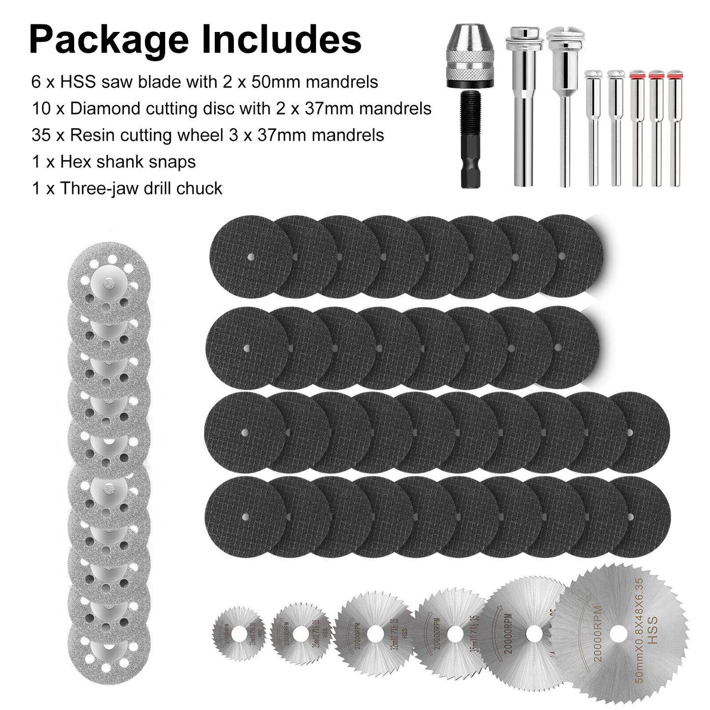 10/60x Diamond Cutting Wheel Saw Blades Cut Off Discs Set for Dremel Rotary Tool koeek - KOEEK