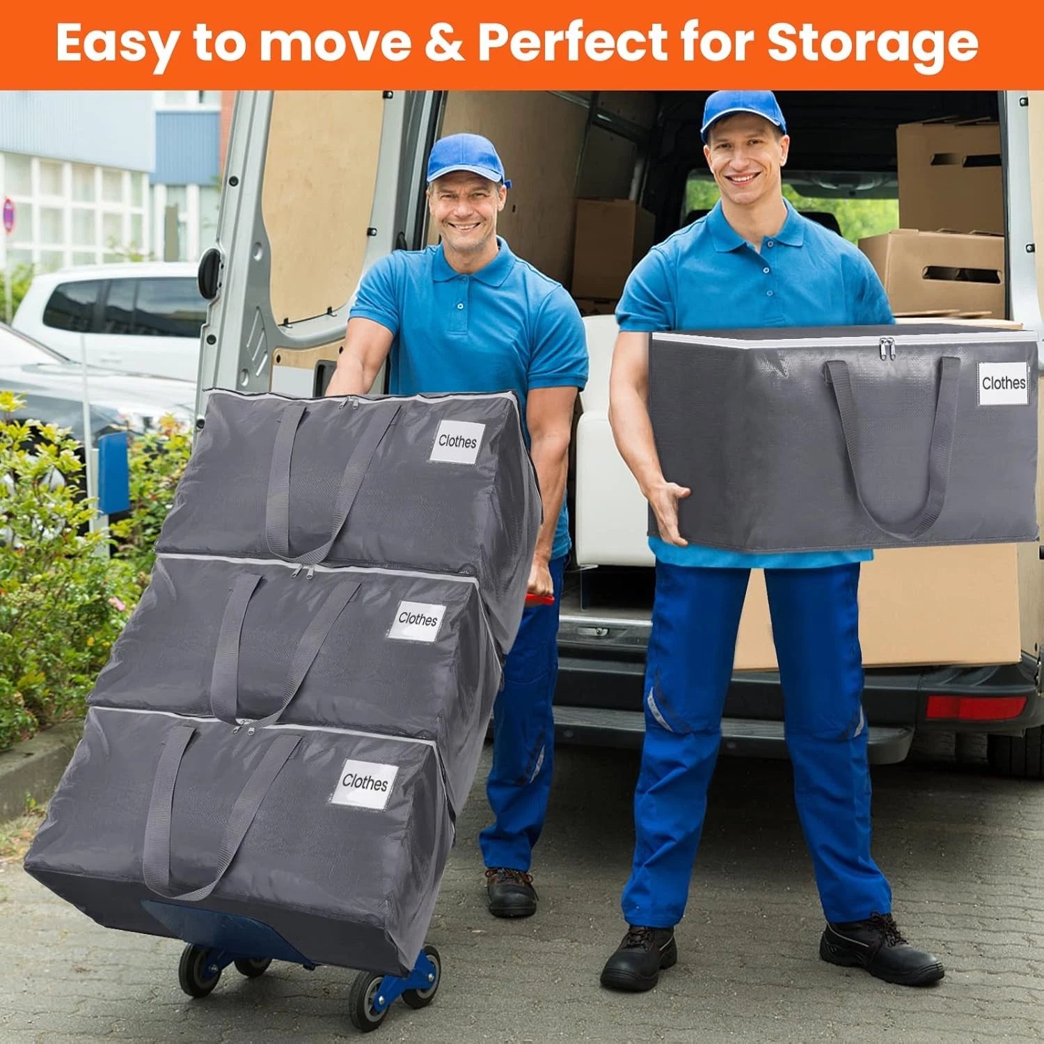 Large moving boxes with zippers and handles, 76 liters, 10 pieces per pack. 07FC0E-D4 - KOEEK