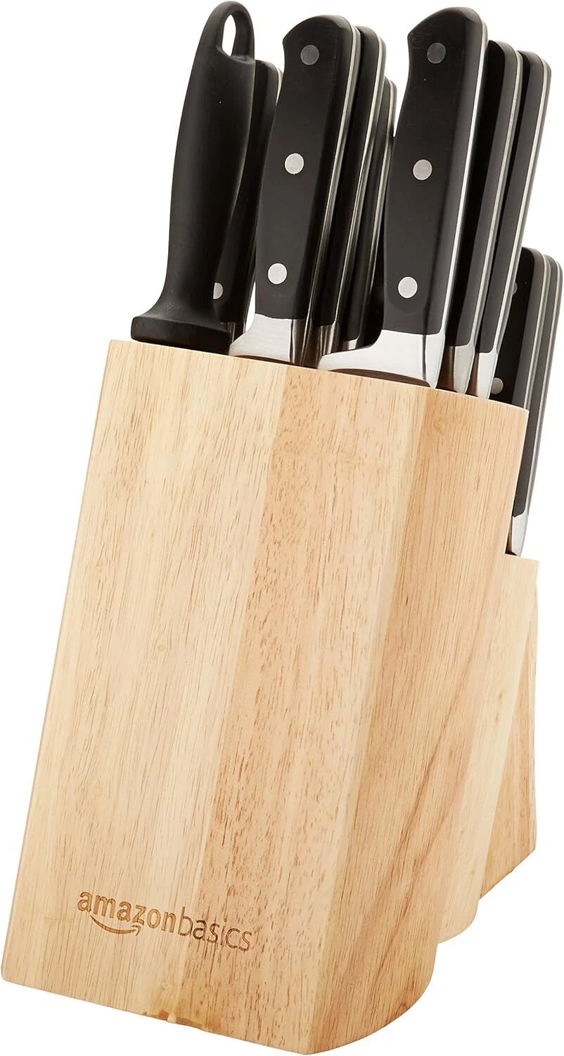 18-PiecePremium High Carbon Stainless Steel Blade Set with Pine Wood Block,Black 07FC0E-D4 - KOEEK