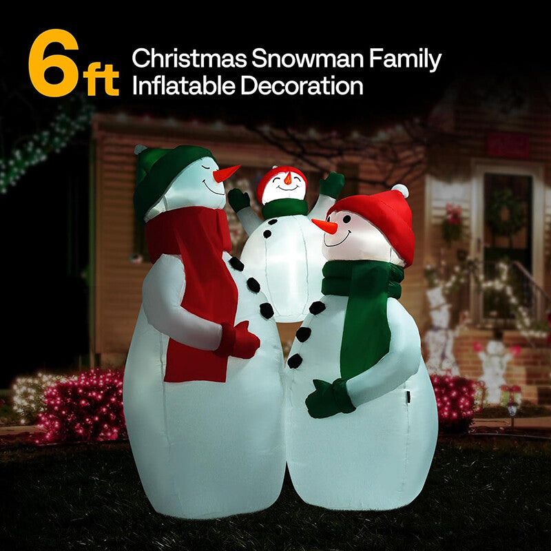 6ft / 8ft Christmas Inflatable Snowman LED Lighted Blow-up Yard Lawn Decoration 07FC0E-D4 - KOEEK