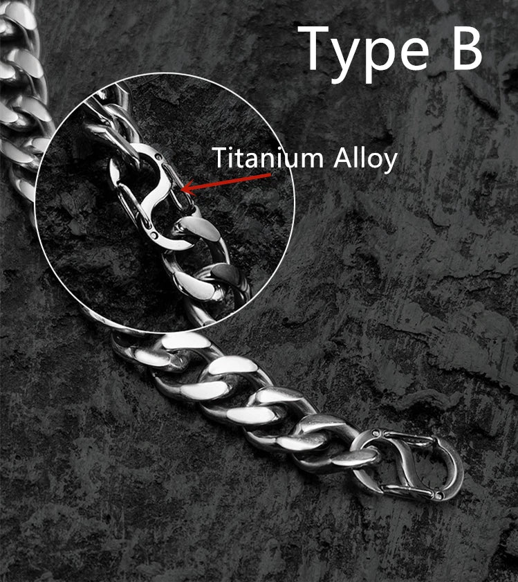 Pure Titanium Necklace 10.5mm Grinding Six Faced Cuban Chain Anti Allergy 23.6" 07FC0E-D4 - KOEEK