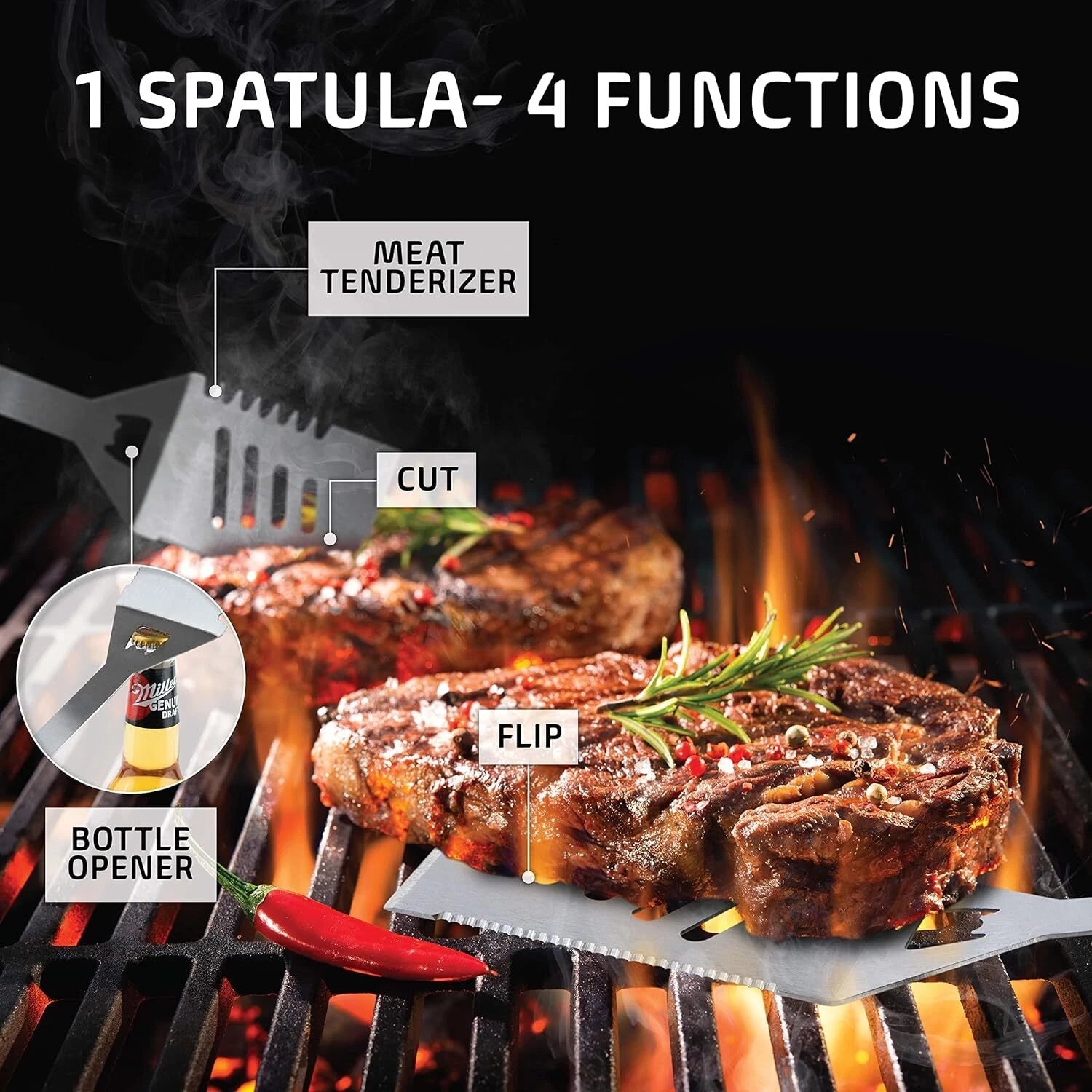 Grilling Accessories, Dad Gifts for Fathers Day Grilling Gifts, Heavy Stainless 07FC0E-D4 - KOEEK