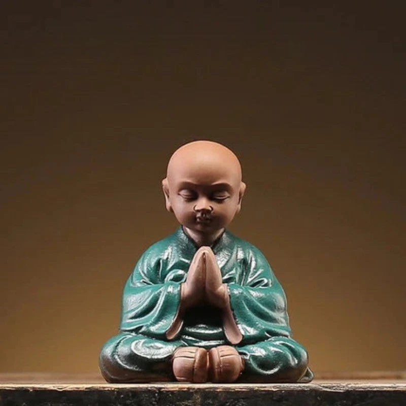 8.8cm Purple Clay Handmade Little Monk Zen Tea Pet Kung Fu Home Decoration 07FC0E-D4 - KOEEK