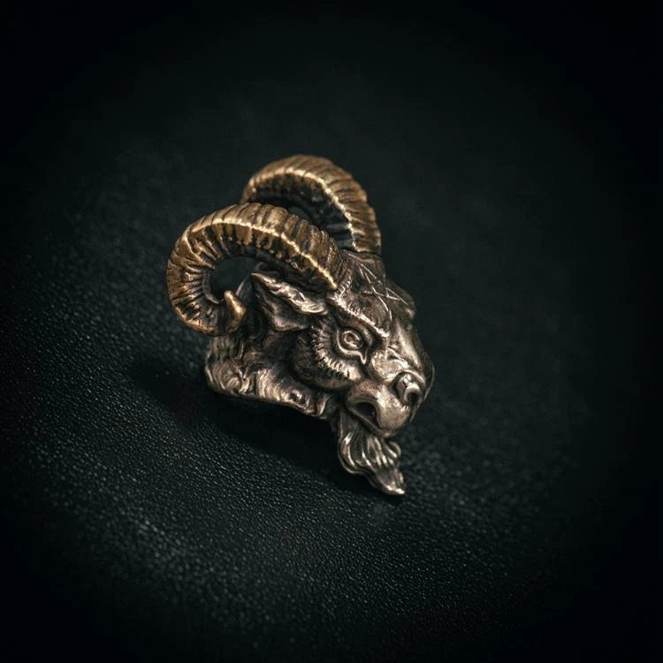Goat Head Sculpture Bead EDC Pull Keychain Knife Pendant Lanyard Paracord Toys 07FC0E-D4 - KOEEK