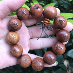 20mm*12 Natural Wood Buddhist Prayer Beads Guanyin Bracelet Men Woman  Gift 07FC0E-D4 - KOEEK