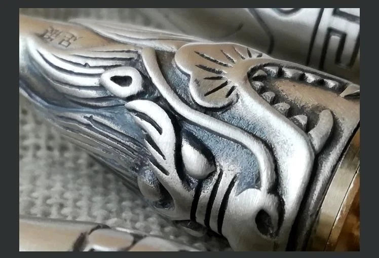 Sterling Silver Brass Men Dragon Cigarette Holder with Removable Reusable Filter 07FC0E-D4 - KOEEK