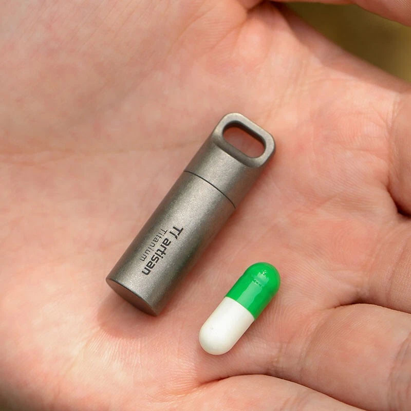 EDC Titanium Waterproof Box Sealed Storage Tank Portable Pill Container Keychain 07FC0E-D4 - KOEEK