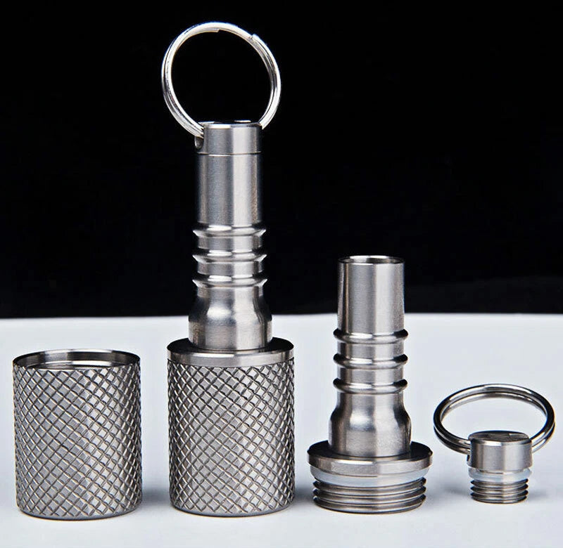 Titanium Keychain Waterproof Box Sealed Container Portable Outdoor Pendant EDC 07FC0E-D4 - KOEEK