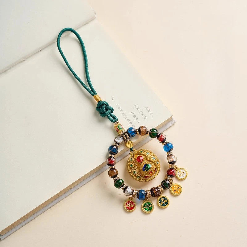 1Pc Tibetan style Colored Glaze Thangka Car Hanging Accessories Pendant 07FC0E-D4 - KOEEK