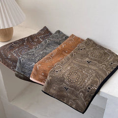 Mens Paisley Pattern Old Money Style Neutral Color Scarf Shawl Velvet Bandana 07FC0E-D4 - KOEEK