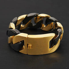 Gold Black 32mm Men Super Heavy Stainless Steel Bracelet Women Chain Bracelets 07FC0E-D4 - KOEEK