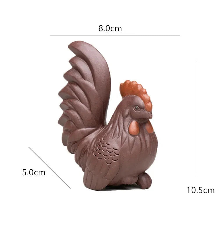 Yixing Handmade Sculpture Purple Clay Tea Pet Chicken Model Statue Tea Decors 07FC0E-D4 - KOEEK