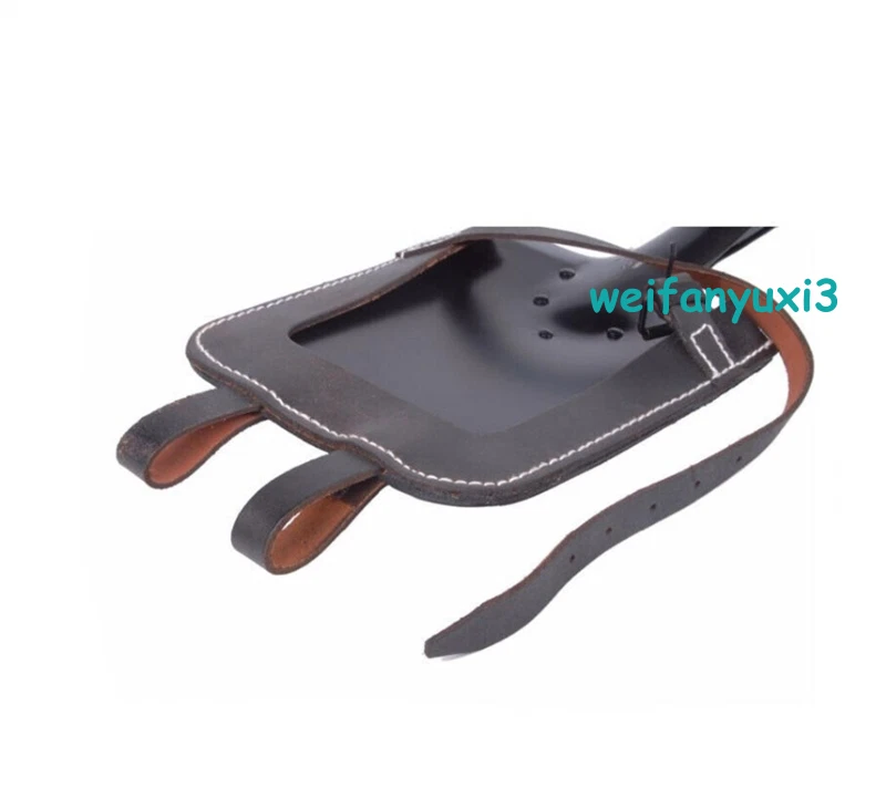 Replica WWII WW2 German Flat Shovel & Leather Holder Case Carrier Set Prop 07FC0E-D4 - KOEEK