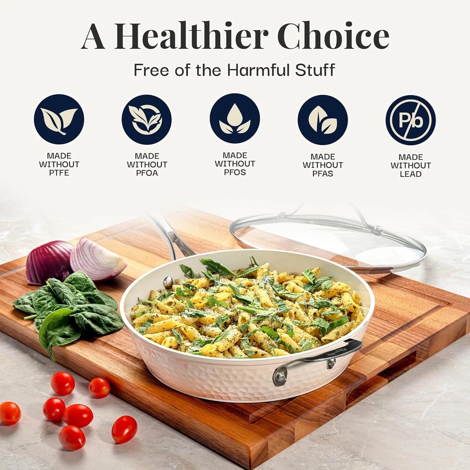 14-Inch Non-Stick Skillet with Lid,Non-Toxic Ceramic Skillet, Induction Cooktop 07FC0E-D4 - KOEEK