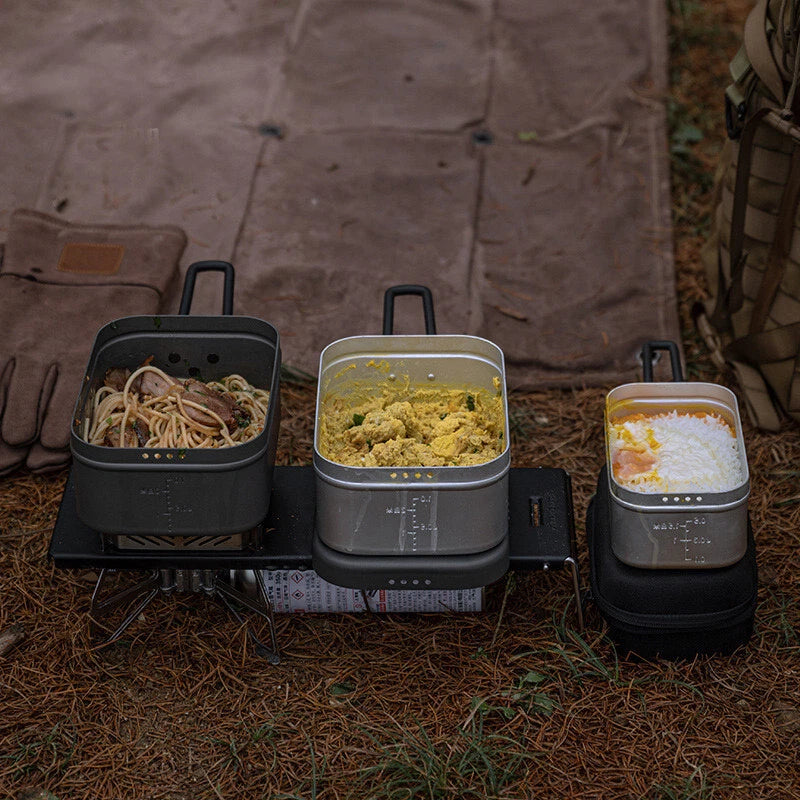 1.3L Camping Outdoor Hard Aluminium Oxide Meal Box Mess Tin Hiking Cookware 07FC0E-D4 - KOEEK