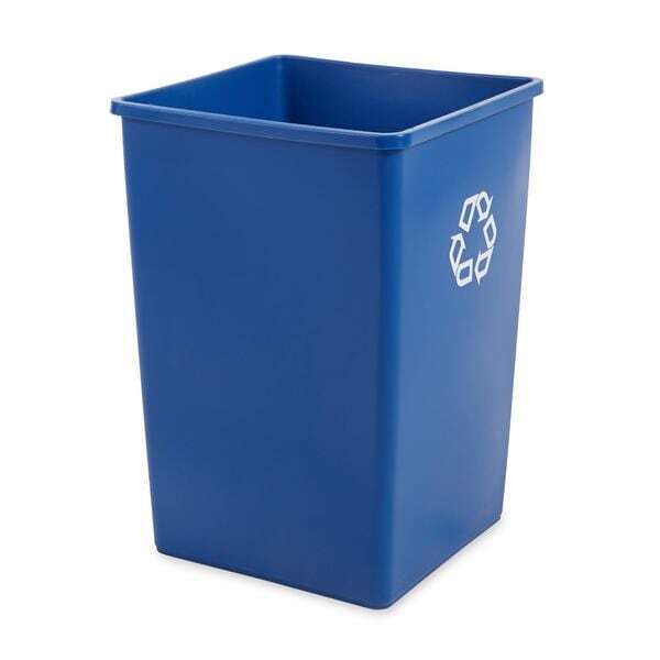 ny Rubbermaid Commercial Fg395873blue 35 Gal Square Recycling Bin, Open Top,