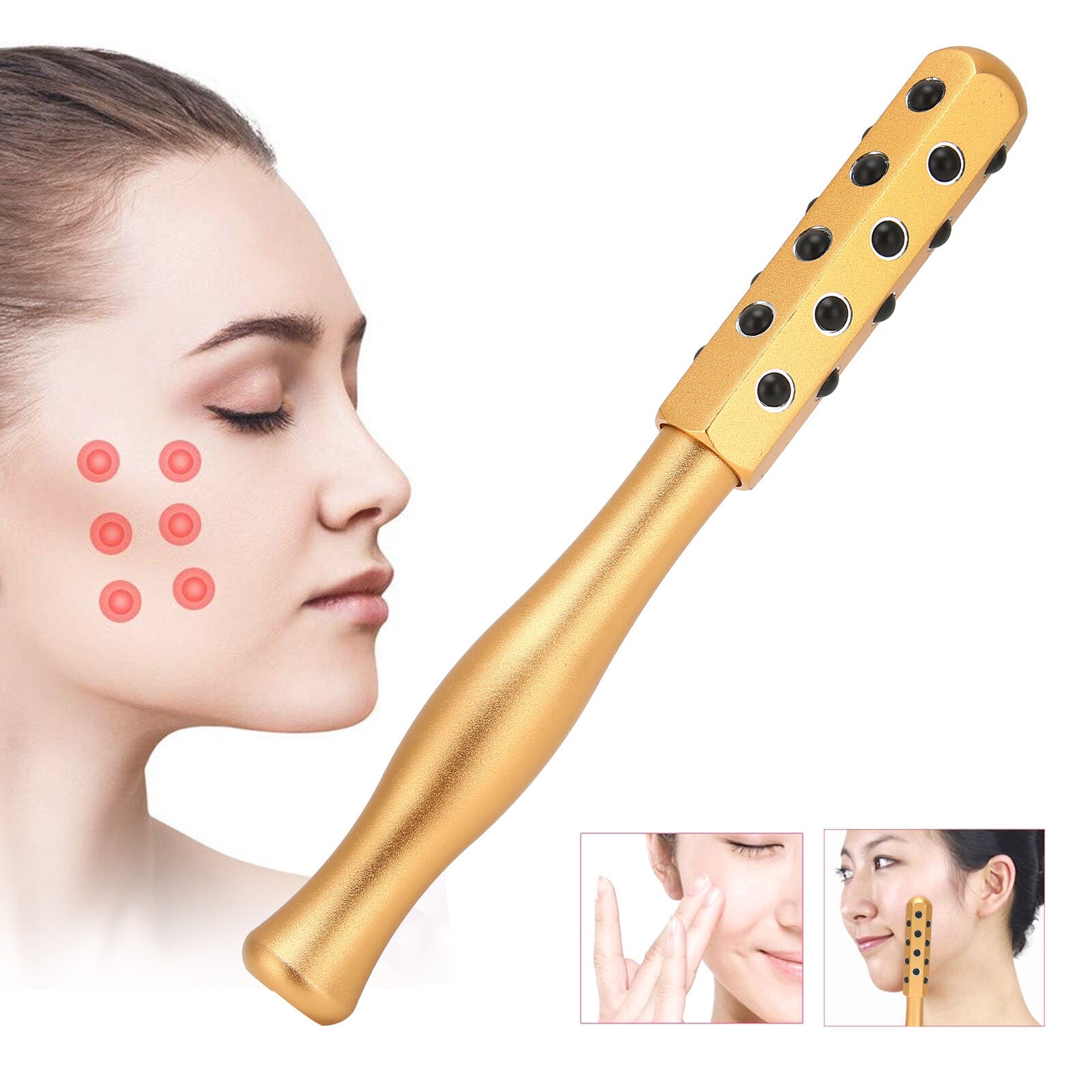 new Germanium Face Massage Stick Lifting Firming Roller Massager(Golden ) HGF koeek - KOEEK