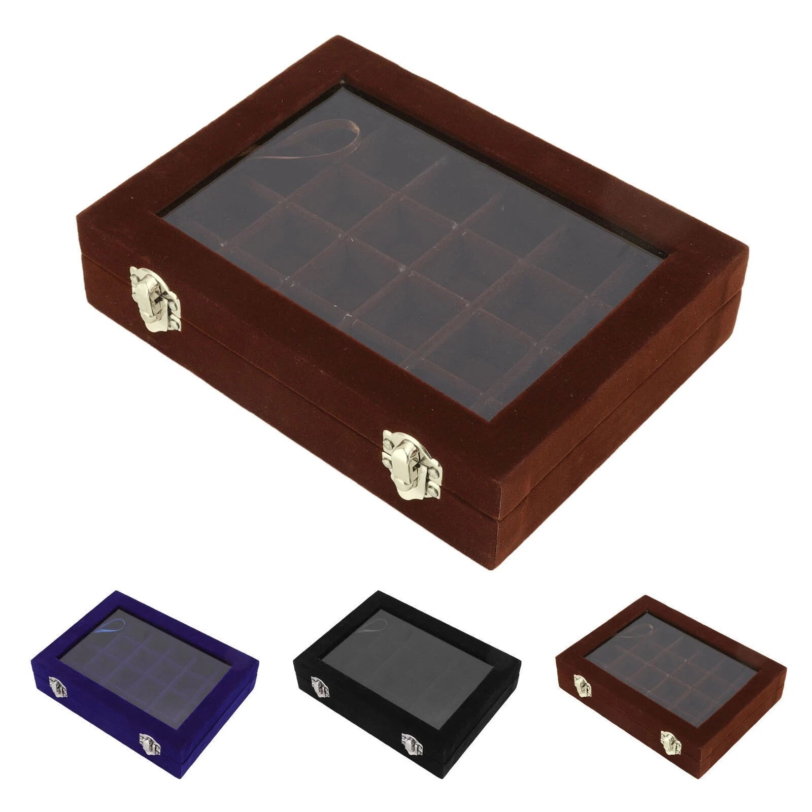 Velvet Jewelry Tray Earrings Ring Storage Box Display Box jewelry organizer box 07FC0E-D4 - KOEEK