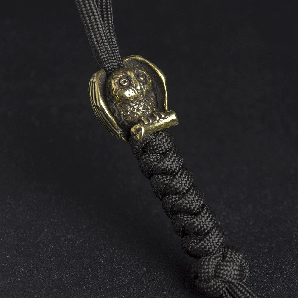 Brass Owl Bead Paracord EDC Knife Lanyard Beads Keychain Charms DIY Pendant Bead 07FC0E-D4 - KOEEK