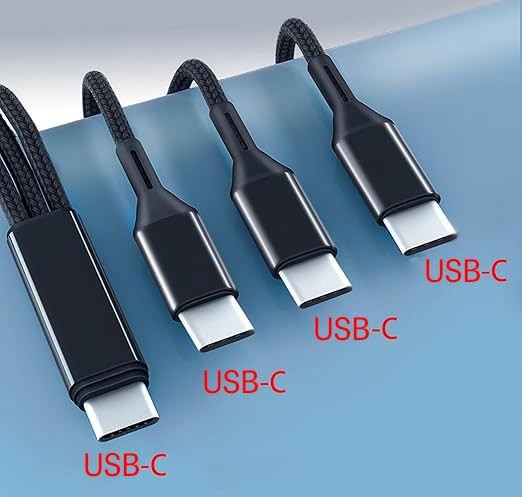 new Multi USB C Cable 4FT, 3 in 1 Multiple Type C Charging,3A Splitter Black 07FC0E-D4 - KOEEK